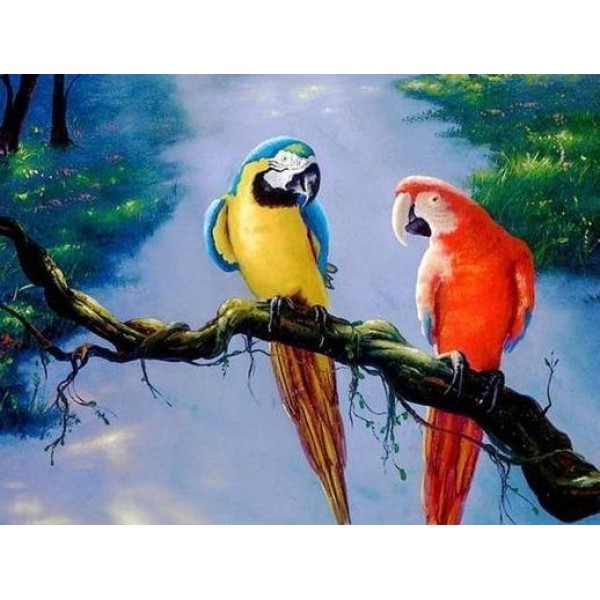 Due pappagalli in un albero
