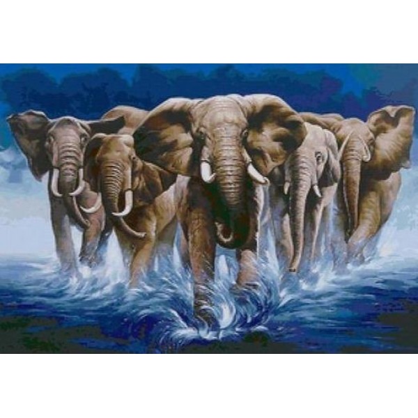 Elefanti camminano sull'acqua