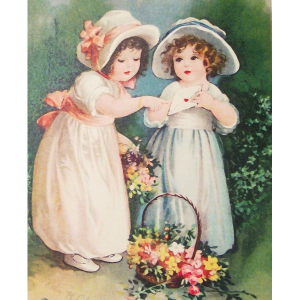 Bambine con mazzo di fiori