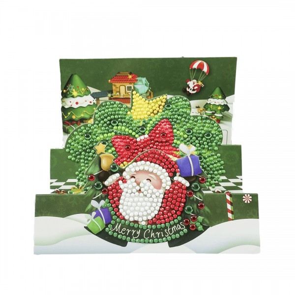 Cartolina di Natale pieghevole 3D verde Babbo Natale
