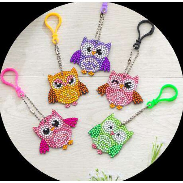 Portachiavi gufi 5 pezzi