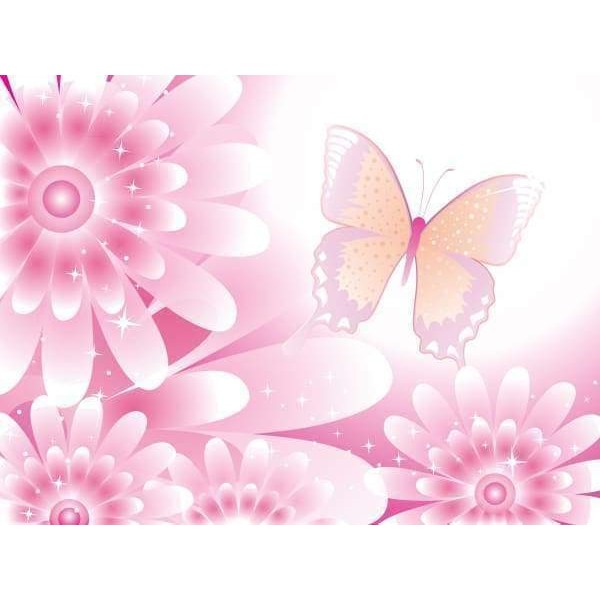 Fiori rosa e farfalla