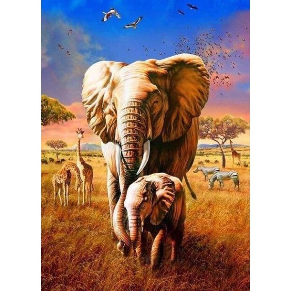 Elefanti africani insieme