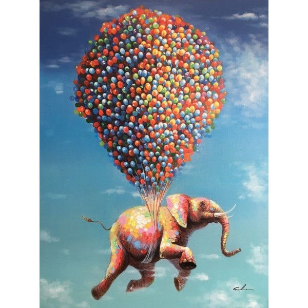 Elefante e palloncini colorati