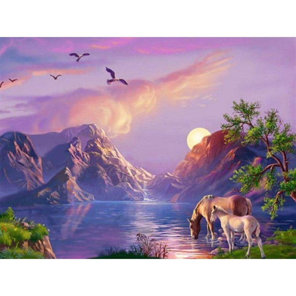 Cavalli in un lago da sogno