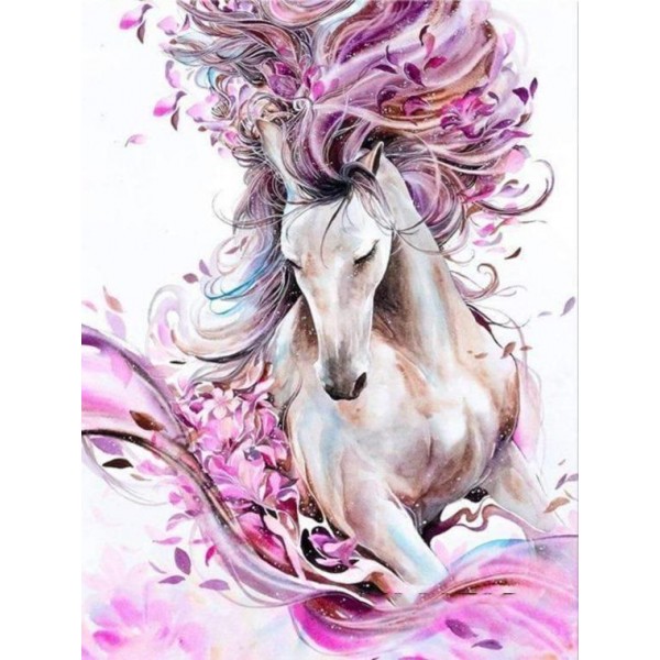 Cavallo con fiori rosa
