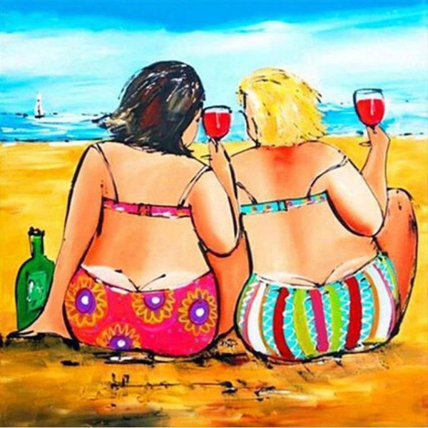 Donne, spiaggia e un bicchiere di vino