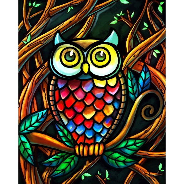 Pittura gufo colorato